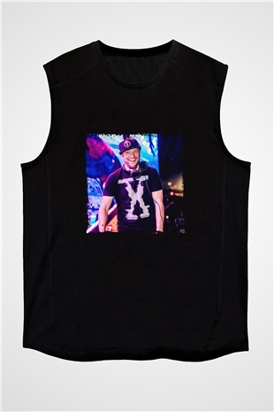 Excision Baskılı Unisex Siyah Kolsuz Tişört