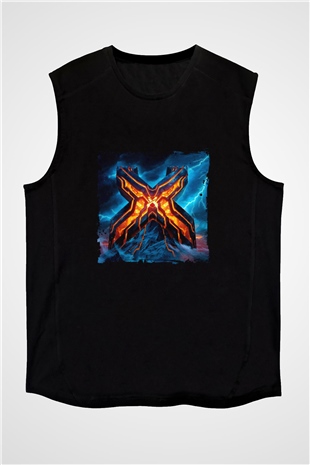 Excision Baskılı Unisex Siyah Kolsuz Tişört