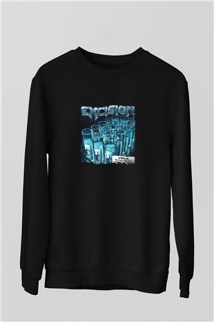Excision Baskılı Unisex Siyah Sweatshirt