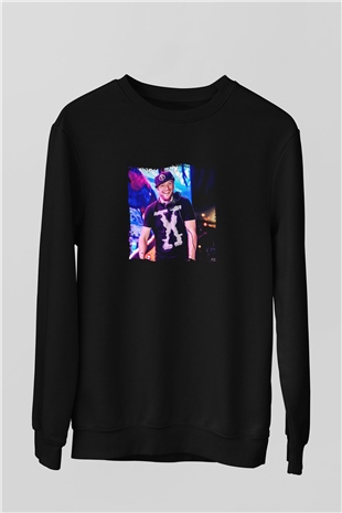 Excision Baskılı Unisex Siyah Sweatshirt