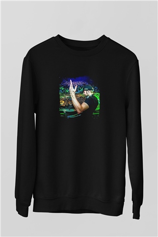 Excision Baskılı Unisex Siyah Sweatshirt