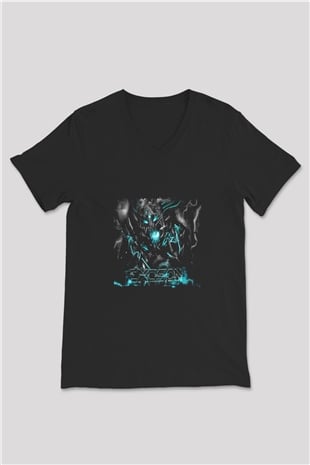 Excision Baskılı Unisex Siyah V Yaka Tişört