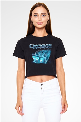 Excision Siyah Crop Top Tişört