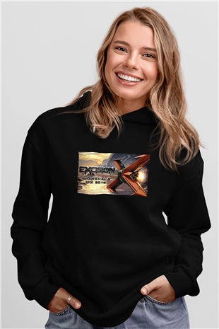 Excision Siyah Unisex Kapüşonlu Sweatshirt