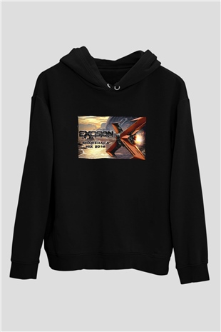 Excision Siyah Unisex Kapüşonlu Sweatshirt