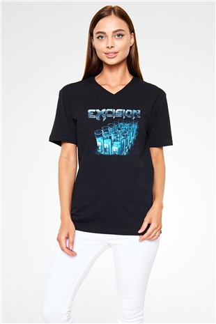 Excision Siyah Unisex V Yaka Tişört T-Shirt