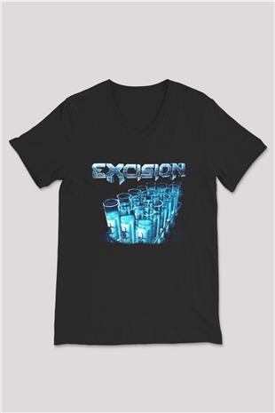 Excision Siyah Unisex V Yaka Tişört T-Shirt
