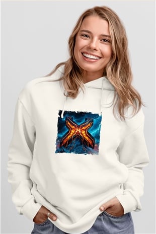 ExcisionBaskılı Beyaz Hoodie
