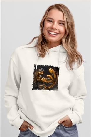 ExcisionBaskılı Beyaz Hoodie