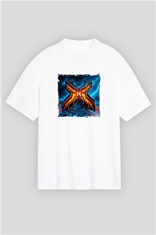 ExcisionBaskılı Beyaz Oversize Tişört