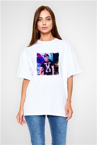 ExcisionBaskılı Beyaz Oversize Tişört