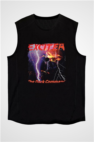 Exciter Baskılı Unisex Siyah Kolsuz Tişört