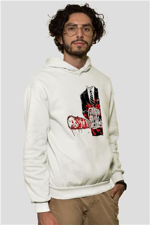 Exhumed Baskılı Beyaz Unisex Kapüşonlu Sweatshirt