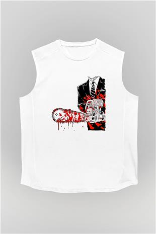 Exhumed Baskılı Beyaz Unisex Kolsuz Tişört - Tshirt