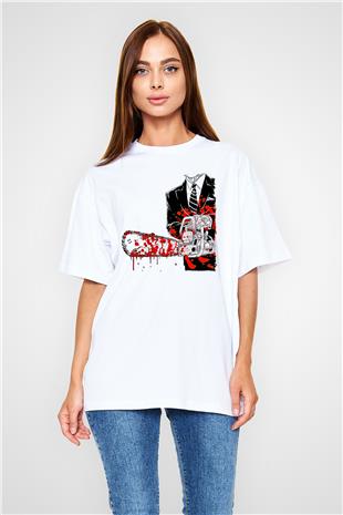 Exhumed Baskılı Beyaz Unisex Oversize Tişört - Tshirt