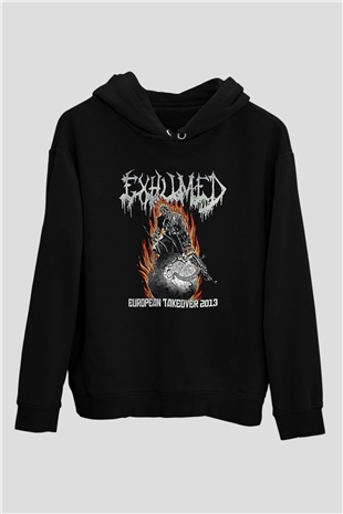 Exhumed Baskılı Unisex Siyah Kapüşonlu Sweatshirt