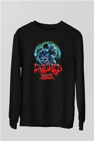 Exhumed Baskılı Unisex Siyah Sweatshirt