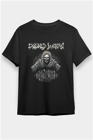 Exhumed Baskılı Unisex Siyah Tişört - Tshirt