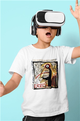 Exodus Baskılı Beyaz Unisex Çocuk Tişört