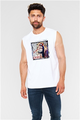 Exodus Baskılı Unisex Beyaz Kolsuz Tişört