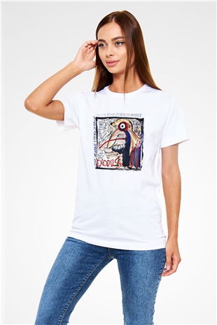 Exodus Baskılı Unisex Beyaz Tişört