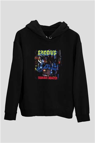 Exodus Baskılı Unisex Siyah Hoodie
