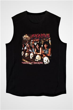 Exodus Baskılı Unisex Siyah Kolsuz Tişört