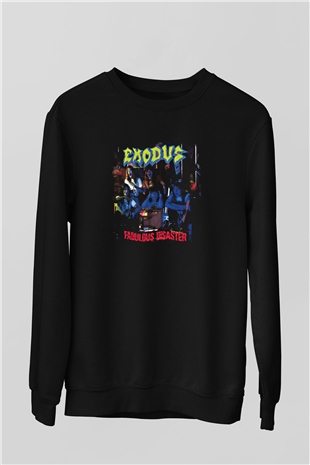 Exodus Baskılı Unisex Siyah Sweatshirt