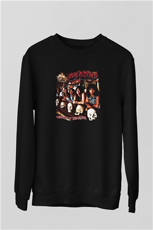 Exodus Baskılı Unisex Siyah Sweatshirt