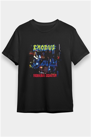 Exodus Baskılı Unisex Siyah Tişört