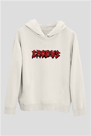 Exodus Beyaz Unisex Kapşonlu Sweatshirt