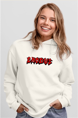 Exodus Beyaz Unisex Kapşonlu Sweatshirt