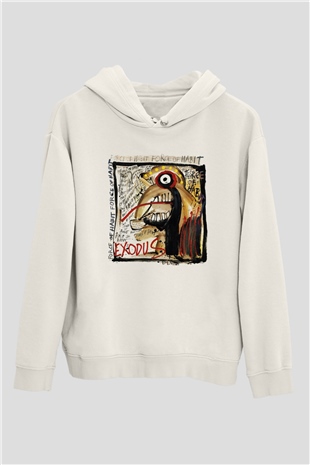 Exodus Beyaz Unisex Kapşonlu Sweatshirt