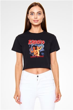 Exodus Siyah Crop Top Tişört