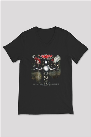 Exodus Siyah Unisex V Yaka Tişört T-Shirt