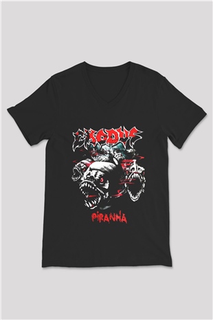 Exodus Siyah Unisex V Yaka Tişört T-Shirt