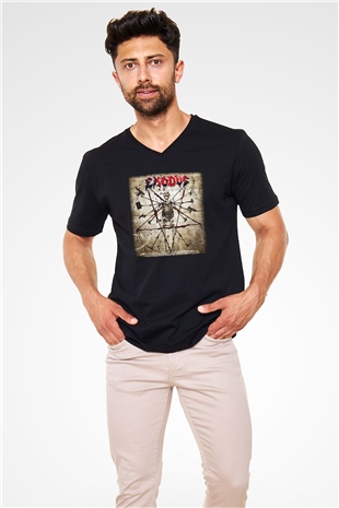 Exodus Siyah Unisex V Yaka Tişört T-Shirt
