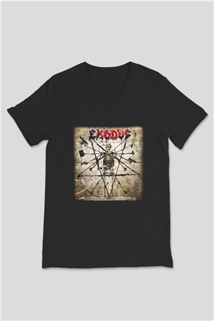 Exodus Siyah Unisex V Yaka Tişört T-Shirt