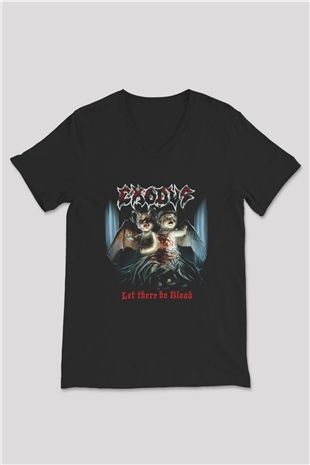 Exodus Siyah Unisex V Yaka Tişört T-Shirt