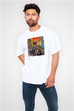 Exploited Baskılı Unisex Beyaz Oversize Tişört