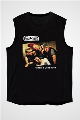 Exploited Baskılı Unisex Siyah Kolsuz Tişört