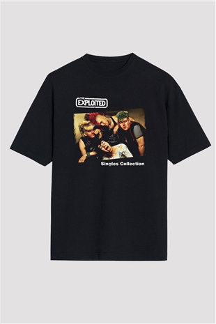 Exploited Baskılı Unisex Siyah Oversize Tişört