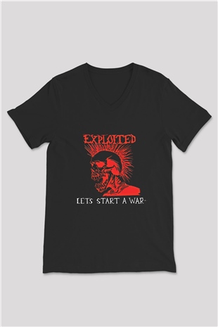 Exploited Baskılı Unisex Siyah V Yaka Tişört