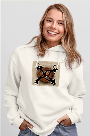 Extreme Baskılı Unisex Beyaz Hoodie