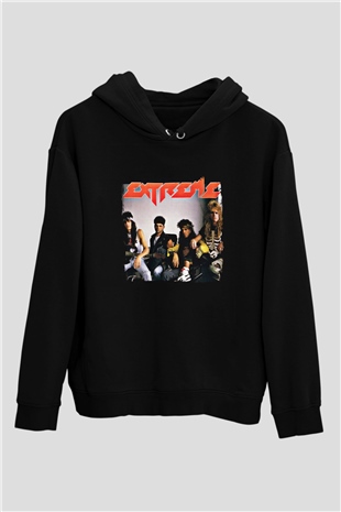 Extreme Baskılı Unisex Siyah Hoodie
