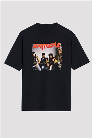 Extreme Baskılı Unisex Siyah Oversize Tişört