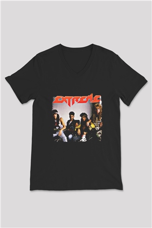 Extreme Baskılı Unisex Siyah V Yaka Tişört