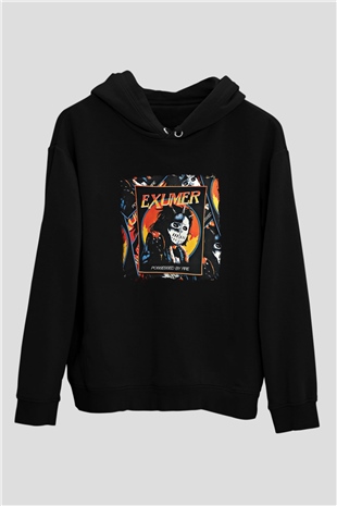 Exumer Baskılı Unisex Siyah Hoodie