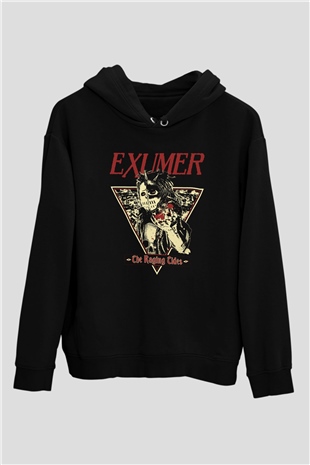 Exumer Siyah Unisex Kapüşonlu Sweatshirt