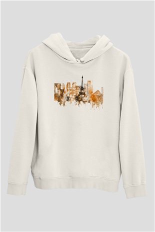 Eyfel Kulesi Beyaz Unisex Hoodie